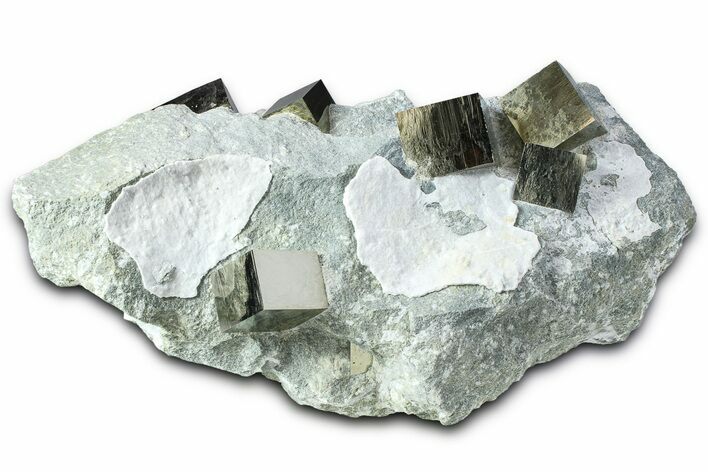 Spectacular Natural Pyrite Cube Cluster in Rock - Navajun, Spain #361779